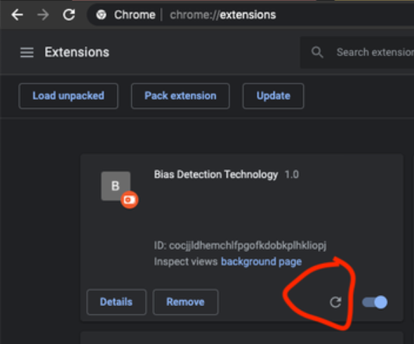 Ishield.ai platform with bias detection technology card with refresh icon outlined.