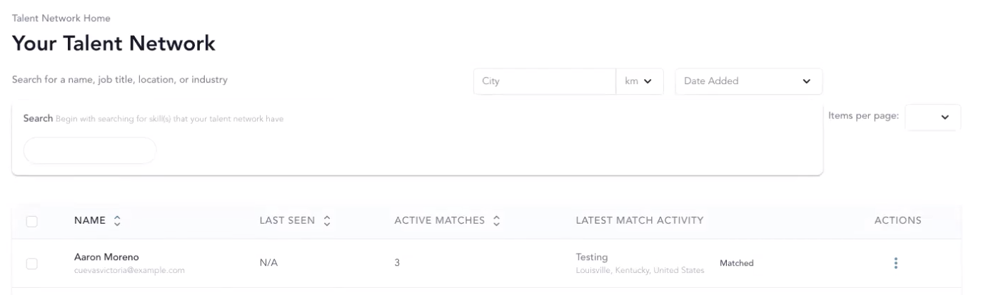 Tilr platform with list of applicants