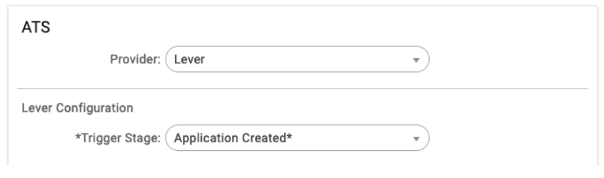 Cangrade ATS integration settings with provider and trigger stage chosen
