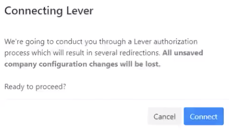 Connecting lever note with blue connect button