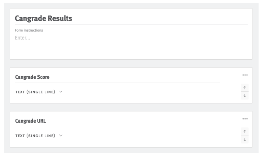 Cangrade results with score and URL