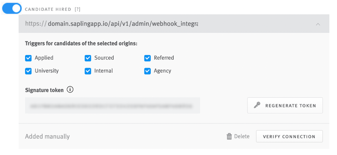 Candidate hired toggle in Lever
