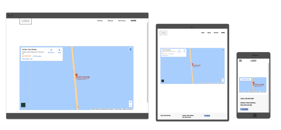 Graphic of embedded maps on different devices