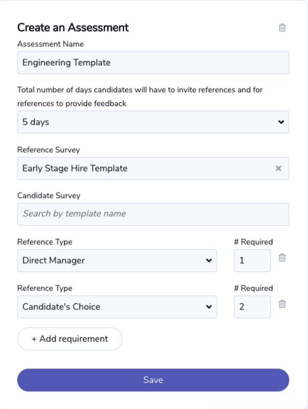 Searchlight create an assessment modal