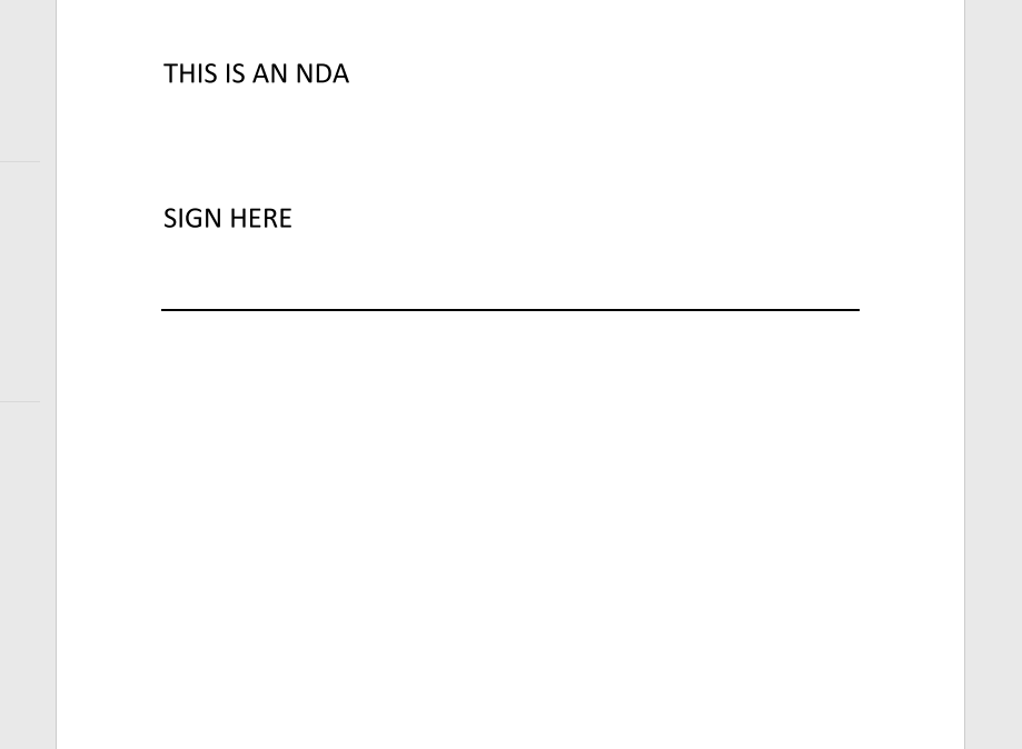 Live image of candidate dragging and dropping their signature onto a document.