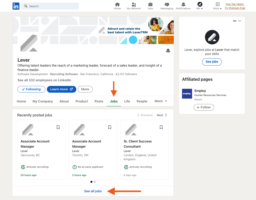 Adding your LinkedIn Company ID to the LinkedIn job board 