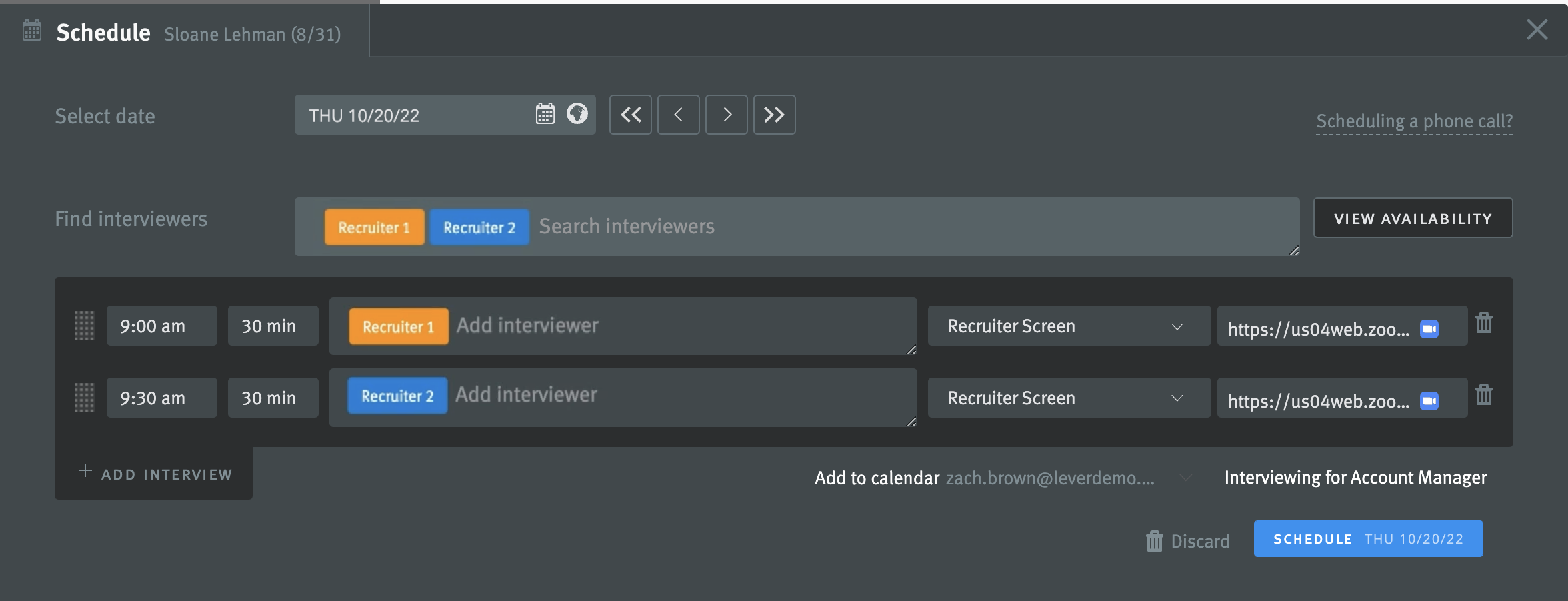 Interview scheduler