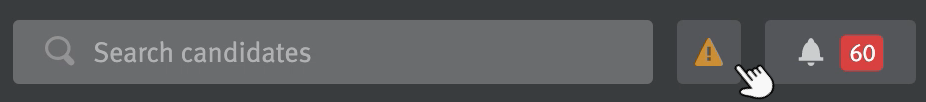 Cursor on warning icon in platform header