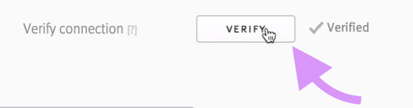 Zenefits verify connection with arrow pointing to verify button