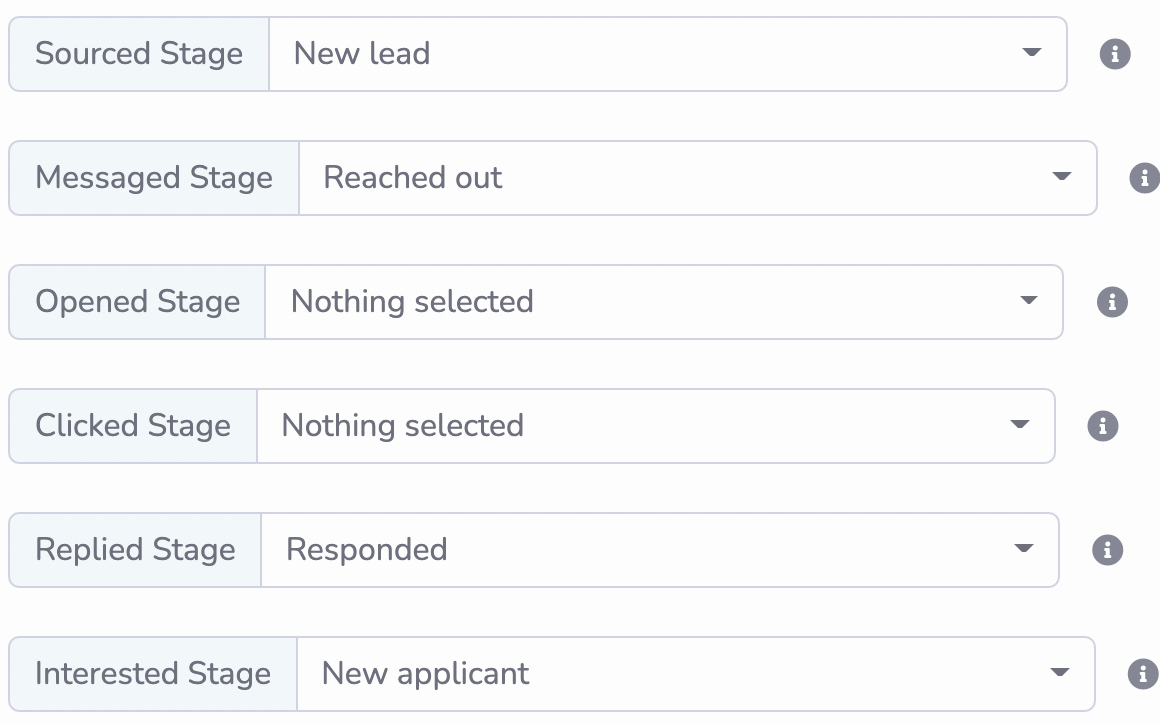Stage dropdown menus in SourceWhale