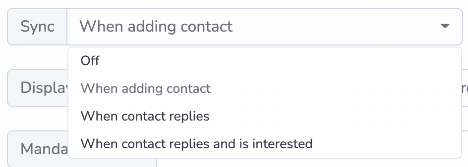 Sync dropdown menu in SourceWhale with options expanded