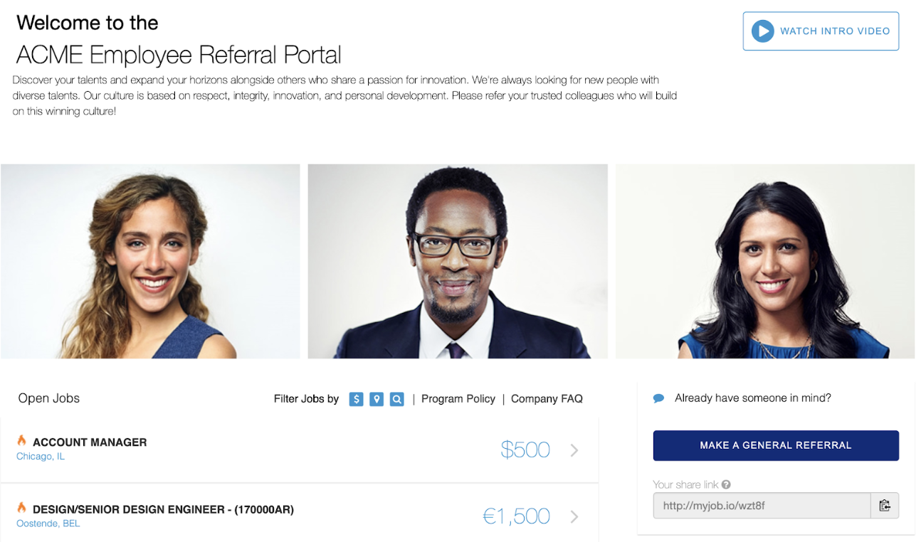 Referral portal on EmployeeReferrals.com