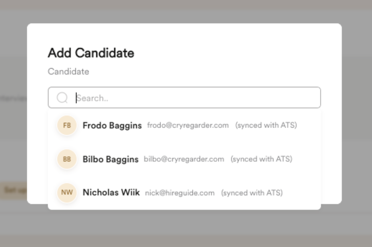 Add Candidate modal
