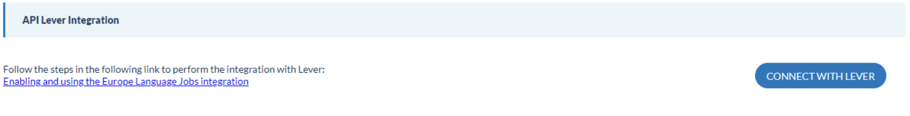 API Lever Integration heading in Account Info section