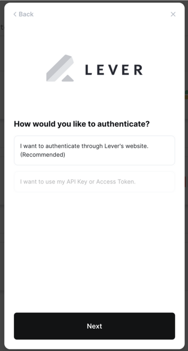 Authentication modal