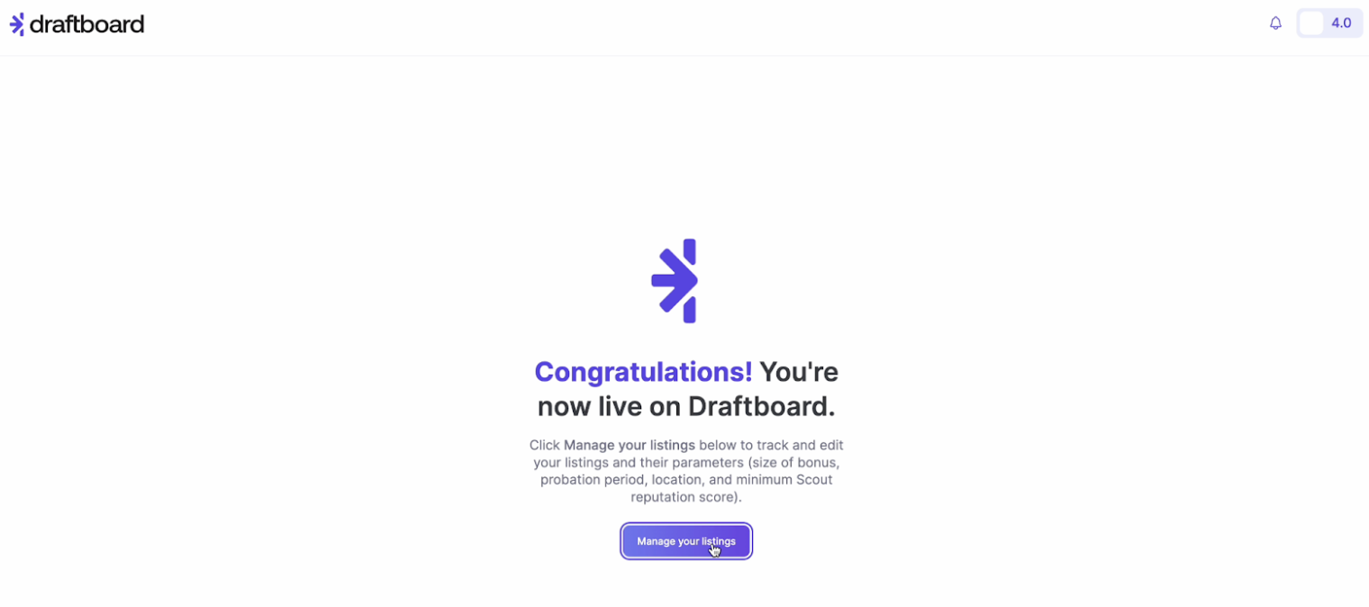 Draftboard success page