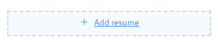 Close up of Add resume field on candidate profile