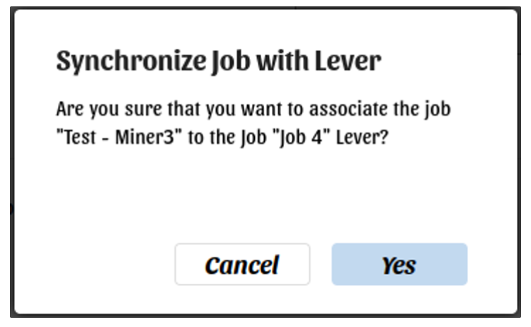Job sync confirmation modal in Stakha