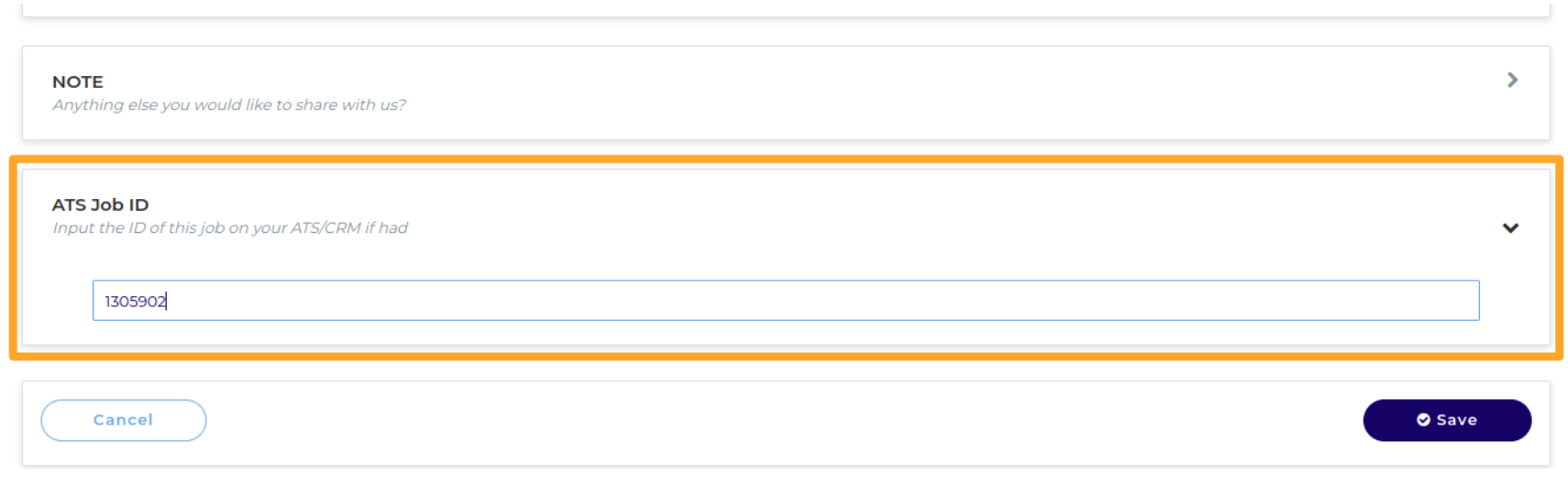 ATS Job ID field outlined in Starcircle job editor