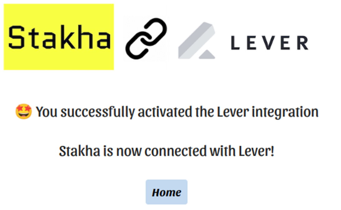 Integration confirmation page