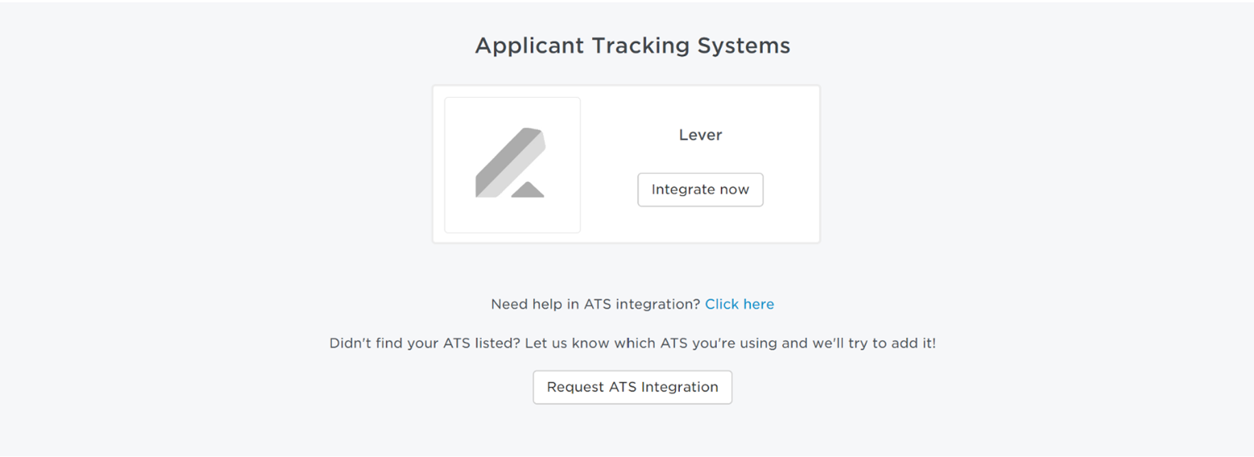 Instahyre integration modal with request ats integration button