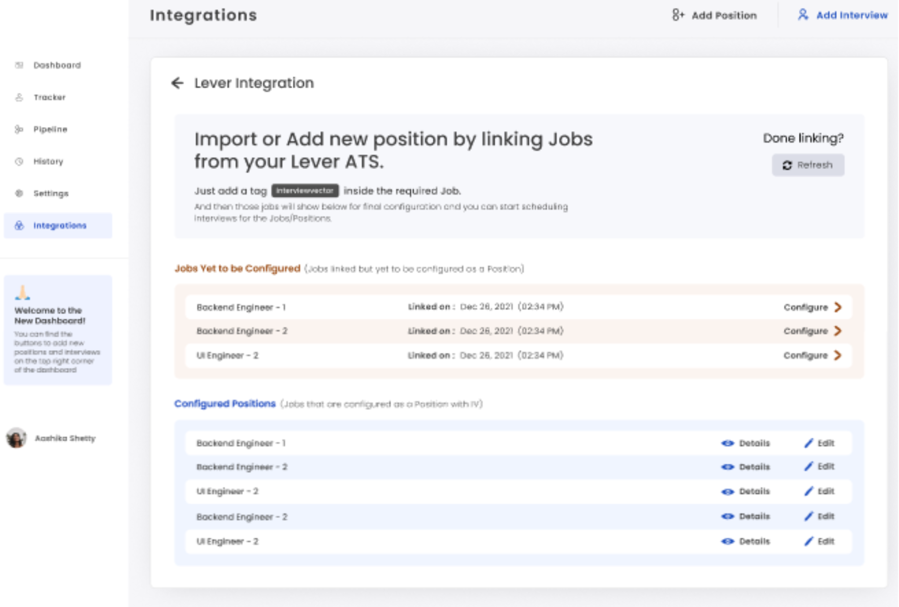 InterviewVector integrations page.
