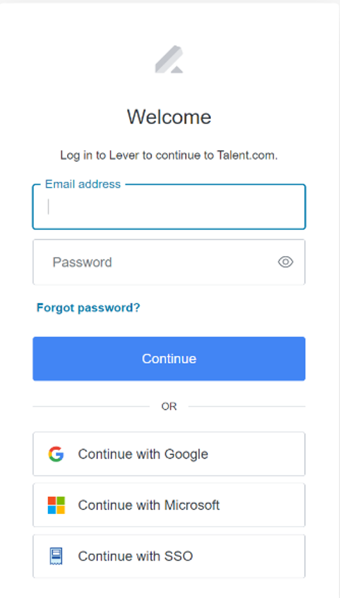 Lever login modal