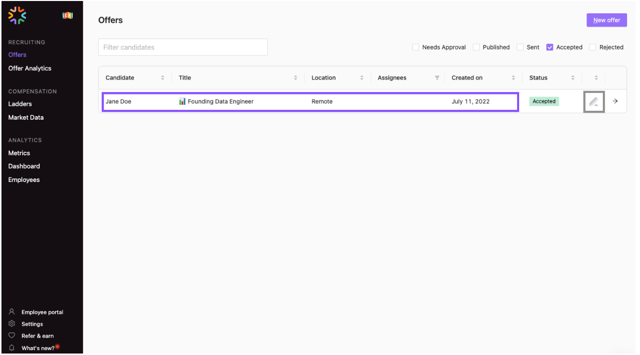 Agora offers page with candidate in list outlined
