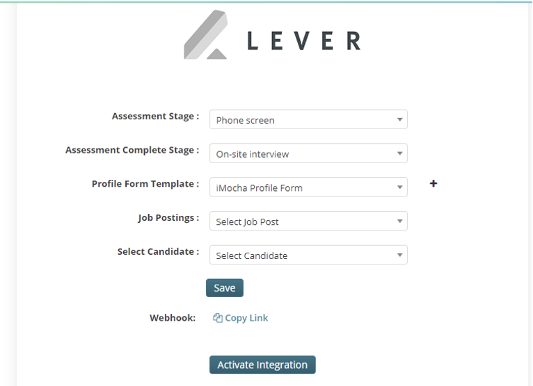 Lever integration page