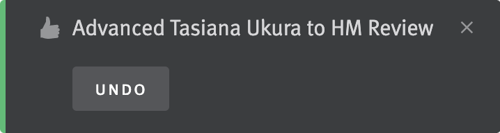 Action confirmation notification with Undo button