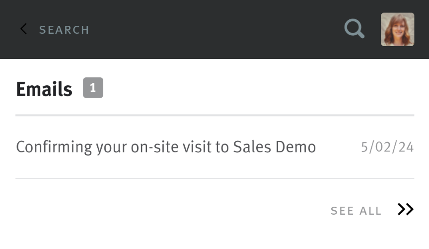 Candidate profile view with emails.
