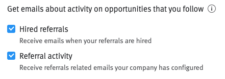referral notifications to configure under personal settings.
