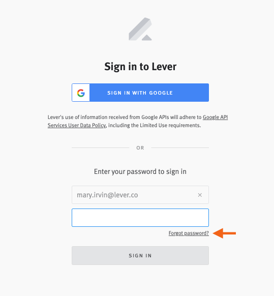 Login page with arrow pointing to forgot password prompts.