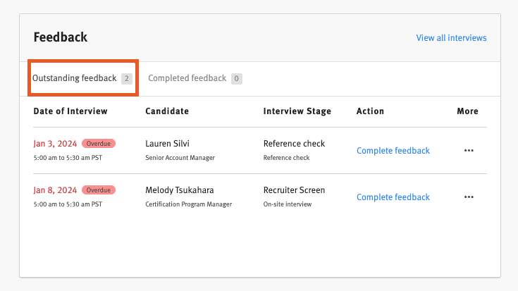 View of feedback widget in User Workspace.
