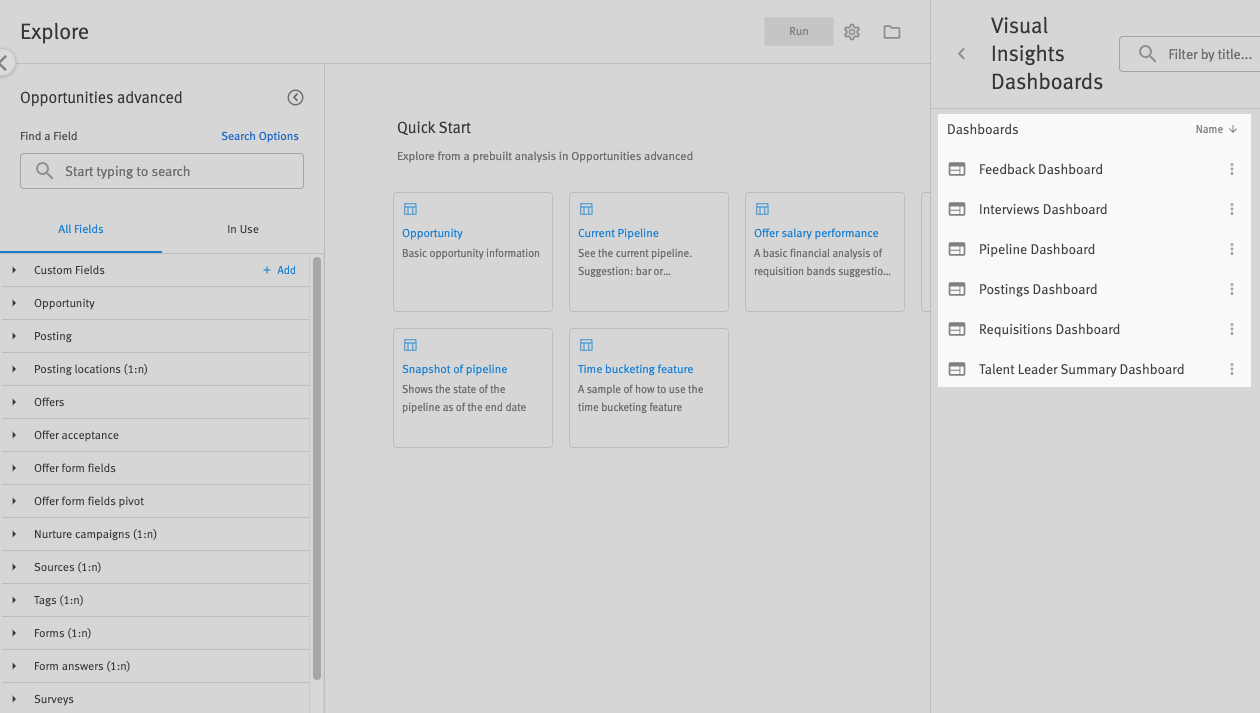 Data Explorer shared folder with Visual Insights dashboard templates highlighted.