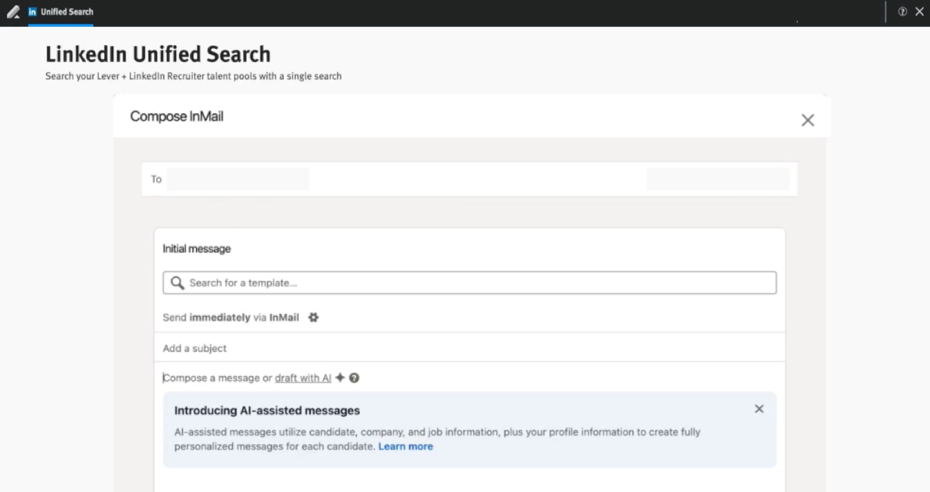 LinkedIn Unified Search Send InMail
