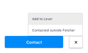Fetcher showing action buttons and blue contact button.
