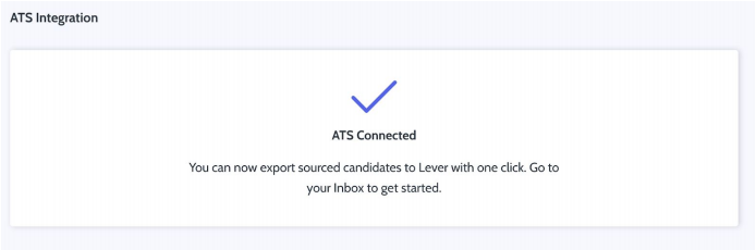 Otta ATS integration page with ATS connected message