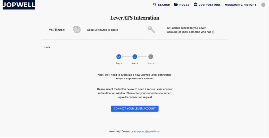 Jopwell Lever ATS integrations page