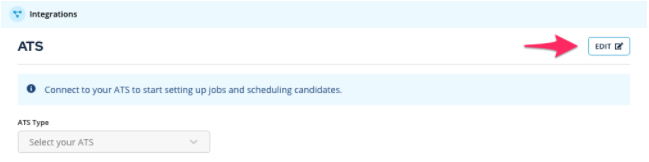 Interview Planner settings page showing ATS dropdown menu