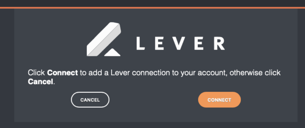 Refapp company settings showing lever and orange connect button