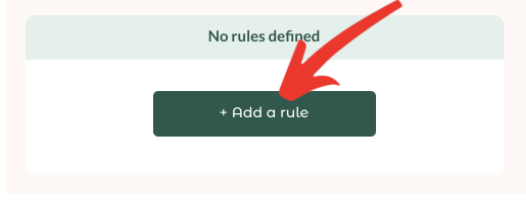 Refty platform with arrow pointing to add a rule button.