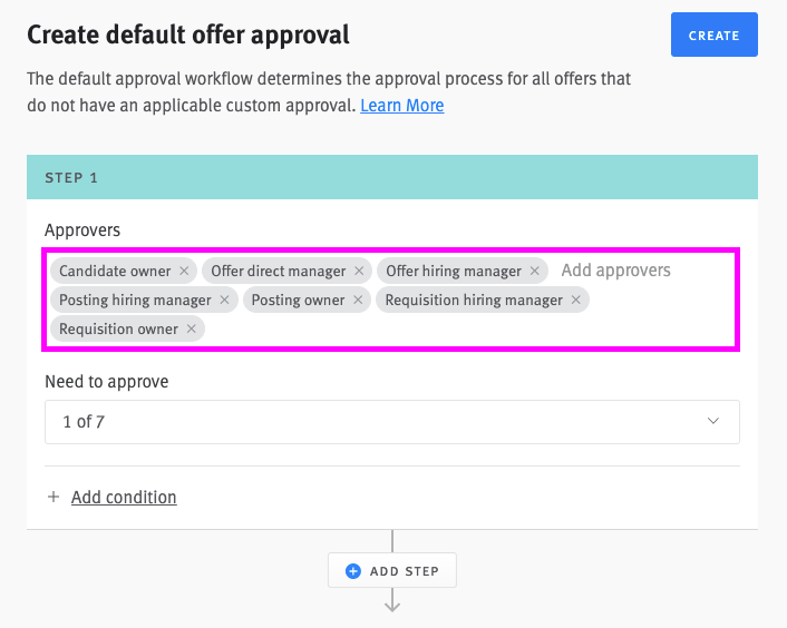 Approval editor with approvers field populated and circled.