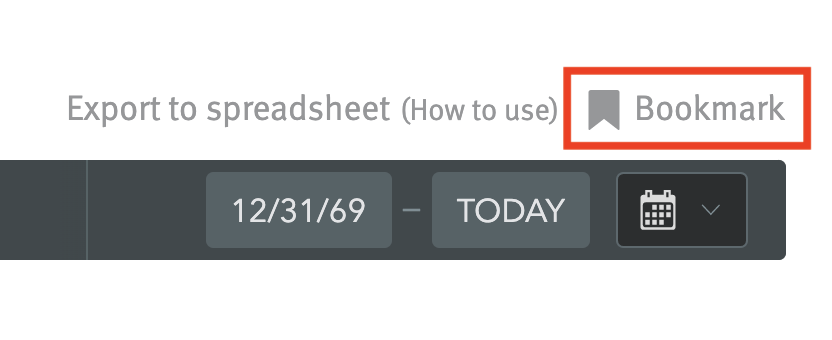 Bookmark button above date filter