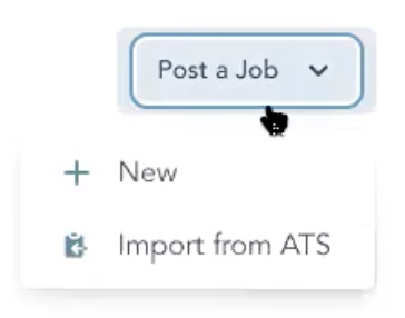Tilr platform with post a job button and new or import from ATS dropdown options