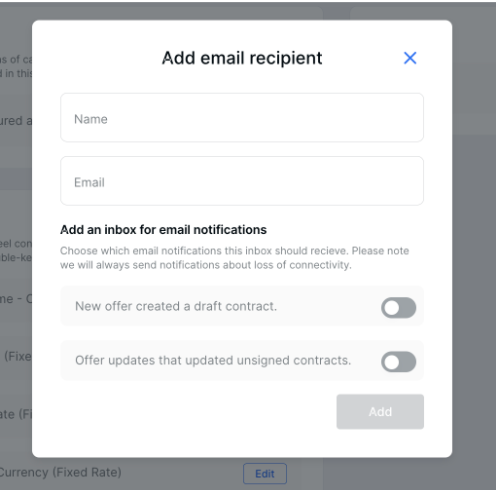 Deel add email recipient modal.