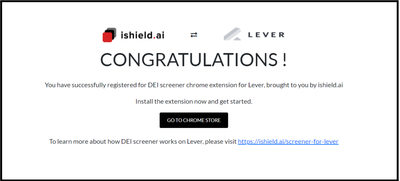 ishield.ai and Lever integration success message.