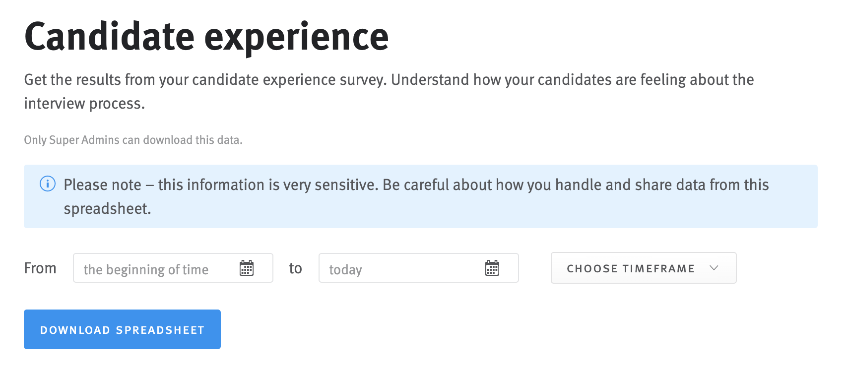 Candidate Experience Survey result export generator.
