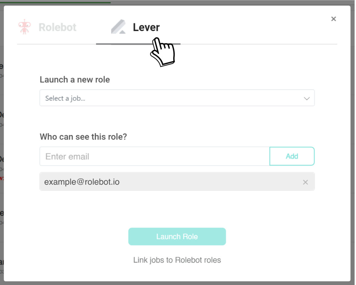 Rolebot platform with Lever add modal.
