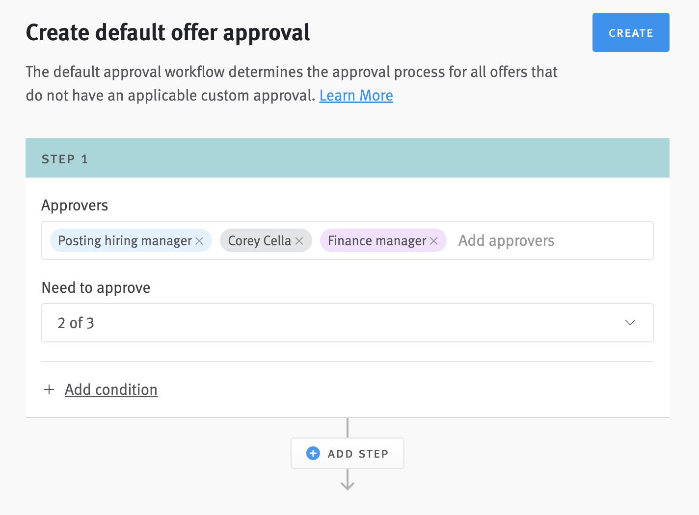 Approvers field in approval editor.